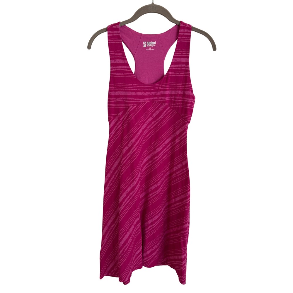 Alpine Design Womens XS Magenta Pink Racerback‎ Striped Active Hiking Dress